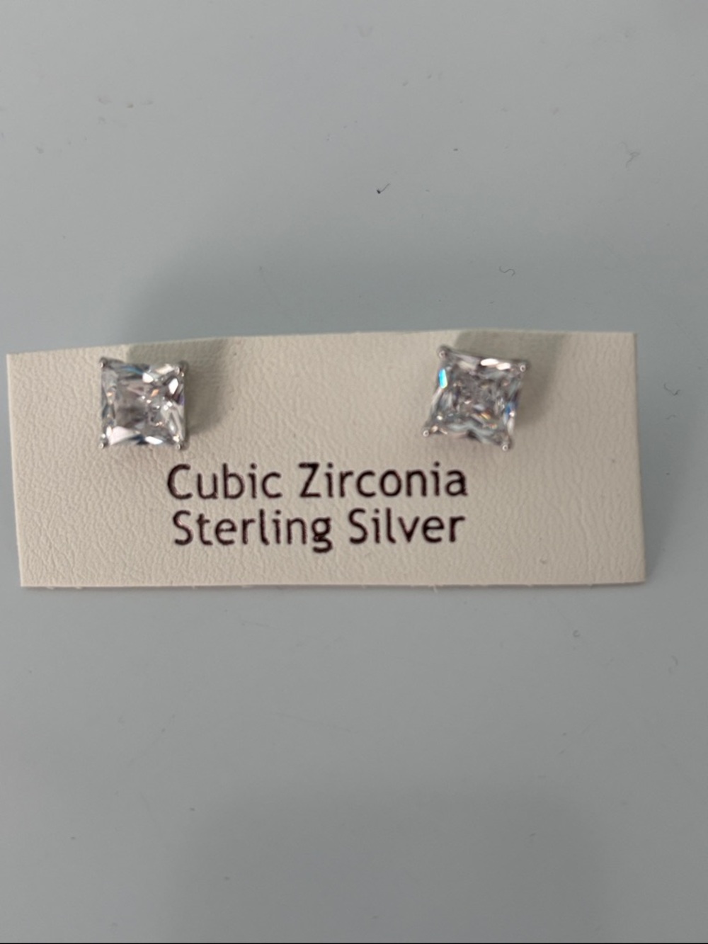 Sterling Silver Cubic Zirconia Stud Earrings - Clear